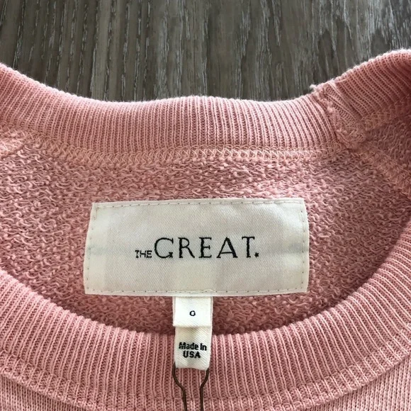 NWT The Great. College Alpine Graphic Sweatshirt in Cameo Pink XS - Picture 4 of 7